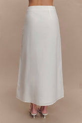 Dora Linen Midi Skirt - Ivory